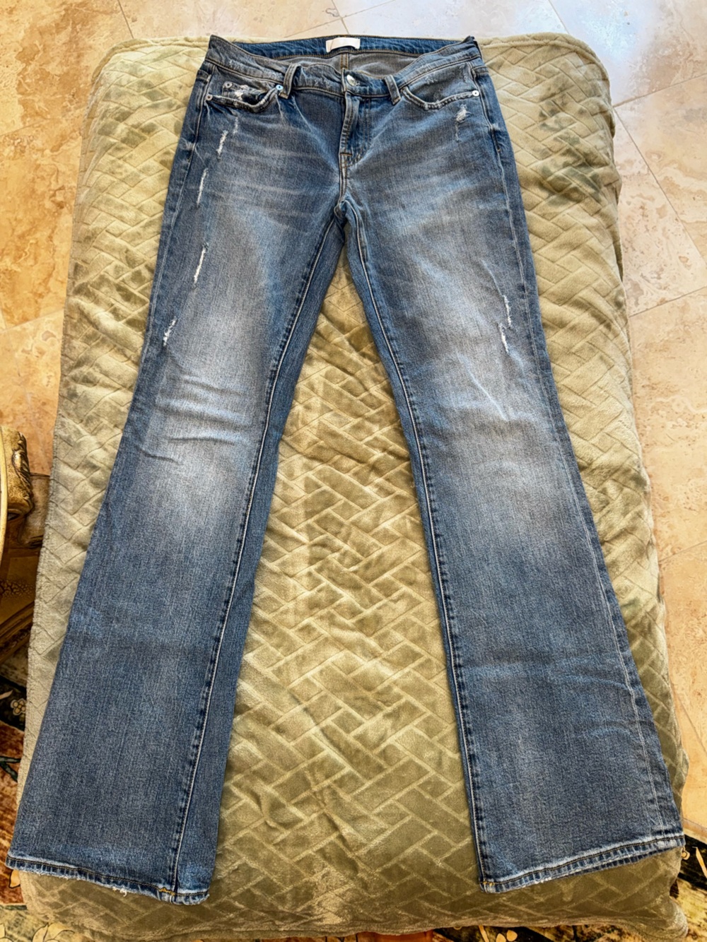 7 For All Mankind Jeans Women’s 28 Blue Distressed Straight Leg Y2K Denim